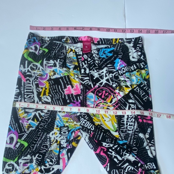Feathers XL Graffiti Print Stretch Pants | Colorful Street Art Leggings - Picture 4 of 7
